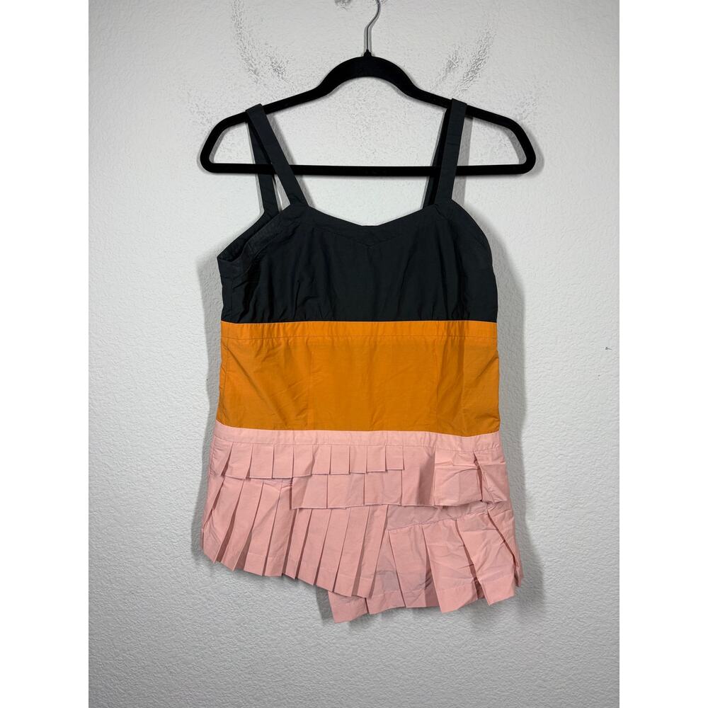 Marni 38/2 US Colorblock Asymmetric Tank Top Pink Black Cotton Plated Italy - Picture 2 of 9